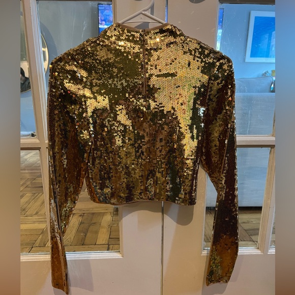 SANDRO Cropped knit sweater with gold sequins - Picture 2 of 4